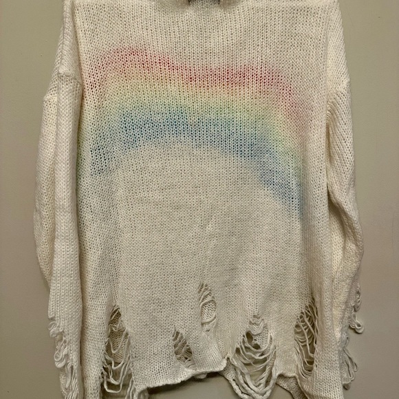 RARE Wildfox Cream Sweater with Rainbow Design XS - Picture 6 of 7